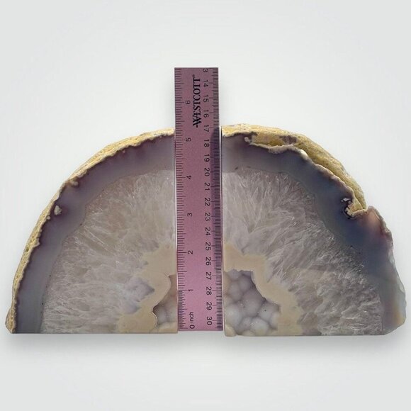 Agate Bookends Crystal Geode Center Natural Stone Book End Bookshelf Decor  (MO) - Picture 10 of 10